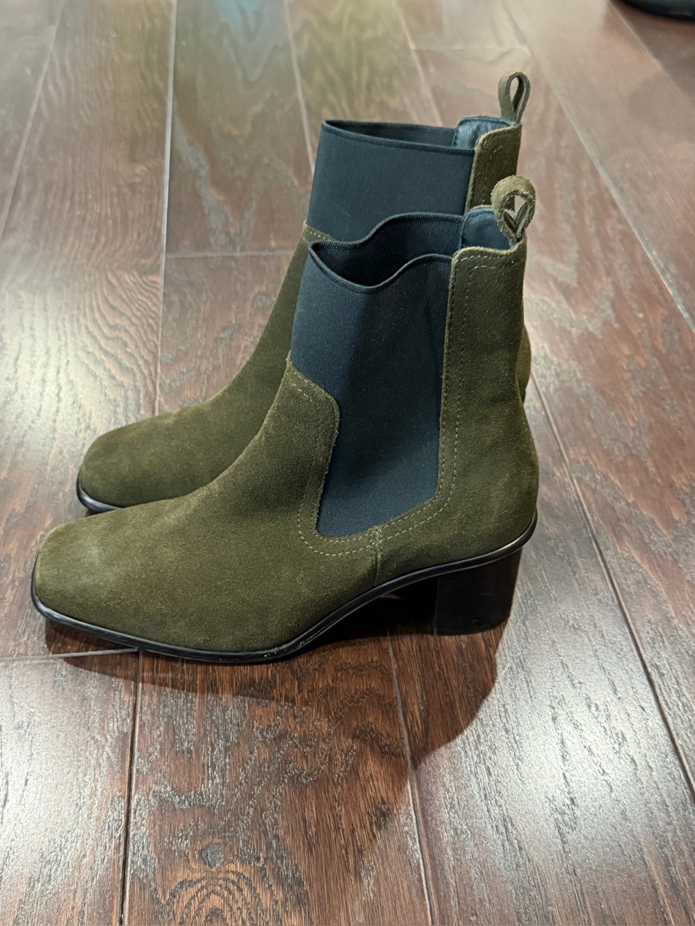 Patina Portland Leather Goods Women Vero Suede Chelsea Olive Green Boot Size 7.5